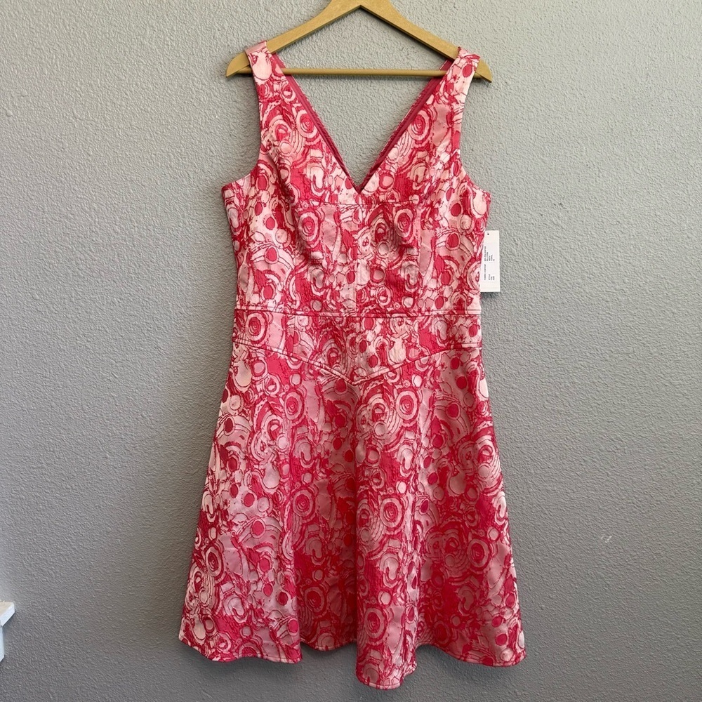 NWT Rickie Freeman for Teri Jon Sleeveless Coral Jacquard‎ Dress Size 16